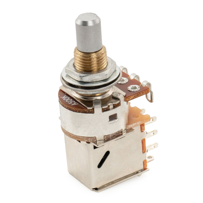 Musiclily Pro A500K ブラスポット メトリック ソリッドスタンダードシャフト 9.5mm プッシュプル オーディオテーパーポテンショメーター for エレキギター/ベース (4個セット)