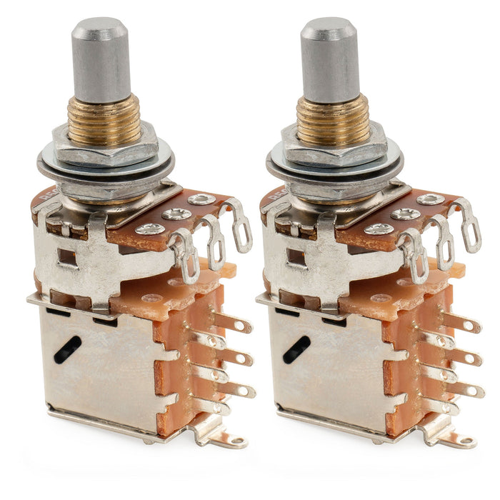 Musiclily Pro A500K ブラスポット メトリックソリッドスタンダードシャフト 9.5mm プッシュプル オーディオテーパーポテンショメーター エレキギター/ベース用 (2個セット)