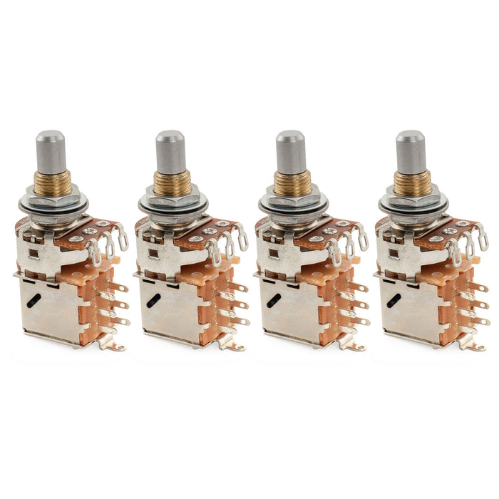 Musiclily Pro A500K ブラスポット メトリック ソリッドスタンダードシャフト 9.5mm プッシュプル オーディオテーパーポテンショメーター for エレキギター/ベース (4個セット)