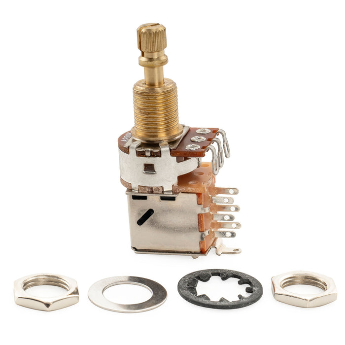 Musiclily Pro A250K ブラスポット 分割スタンダードシャフト 3/8インチ プッシュプル オーディオテーパーポテンショメーター エレキギター/ベース用