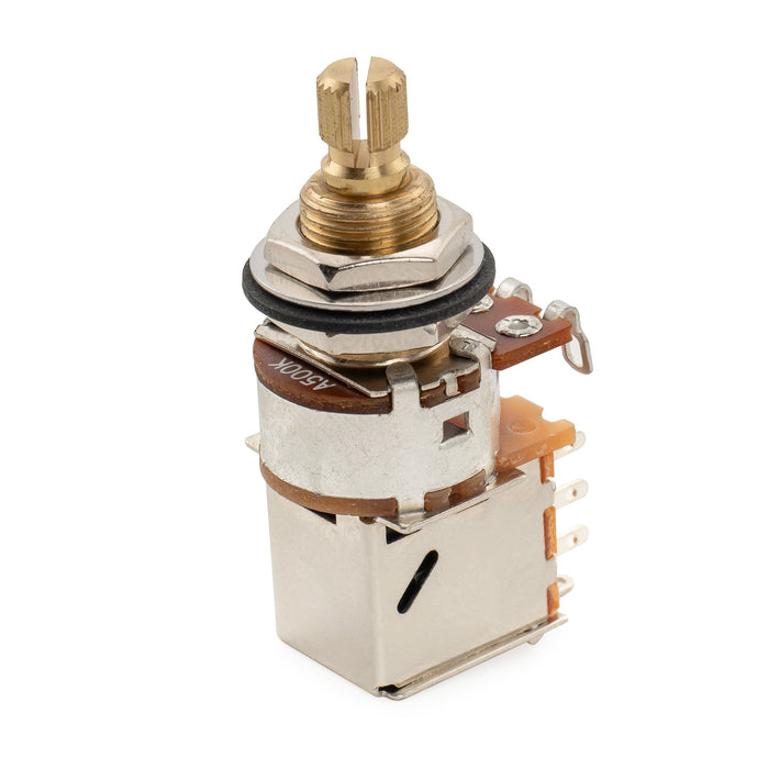 Musiclily Pro A500K ブラスポット 分割スタンダードシャフト 3/8インチ プッシュプル オーディオテーパーポテンショメーター エレキギター/ベース用 (10個セット)