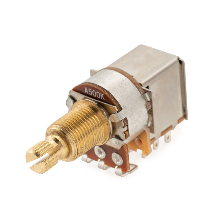 Musiclily Pro A500K ブラスポット 分割スタンダードシャフト 3/8インチ プッシュプル オーディオテーパーポテンショメーター エレキギター/ベース用 (10個セット)