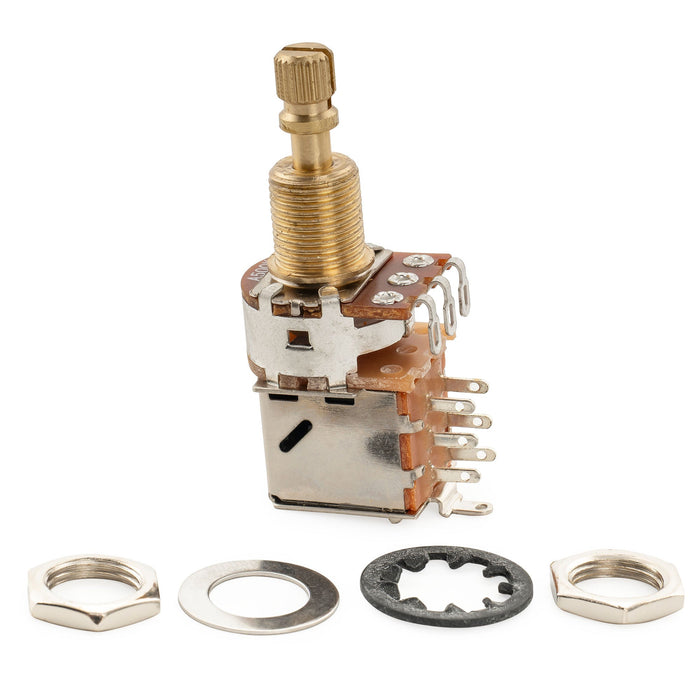 Musiclily Pro A500K ブラスポット 分割スタンダードシャフト 3/8インチ プッシュプル オーディオテーパーポテンショメーター エレキギター/ベース用 (10個セット)