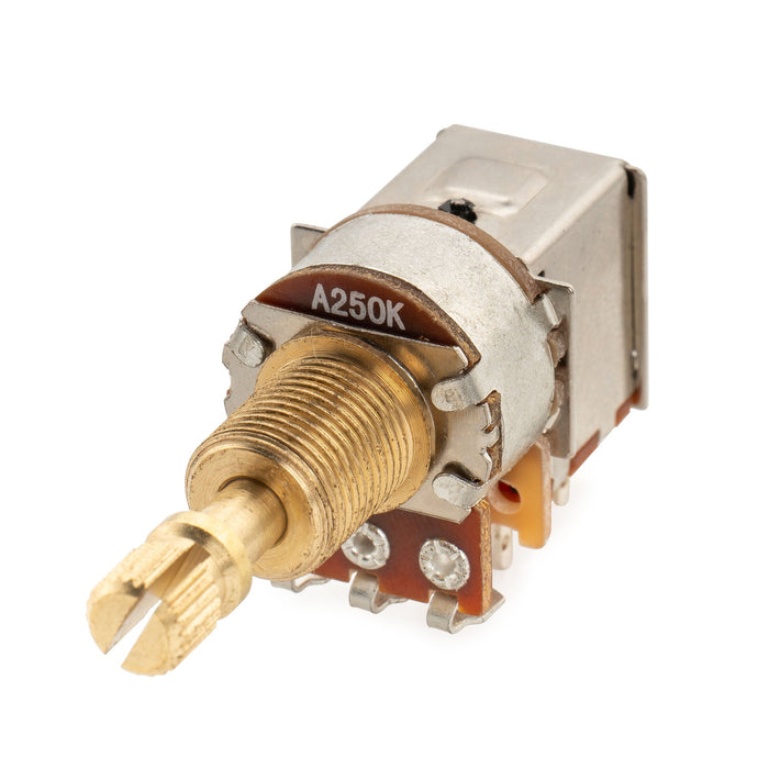 Musiclily Pro A250K ブラスポット スプリットスタンダードシャフト 3/8インチ プッシュプッシュ オーディオテーパーポテンショメーター for エレキギター/ベース (2個セット)