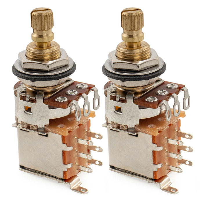 Musiclily Pro A250K ブラスポット スプリットスタンダードシャフト 3/8インチ プッシュプッシュ オーディオテーパーポテンショメーター for エレキギター/ベース (2個セット)