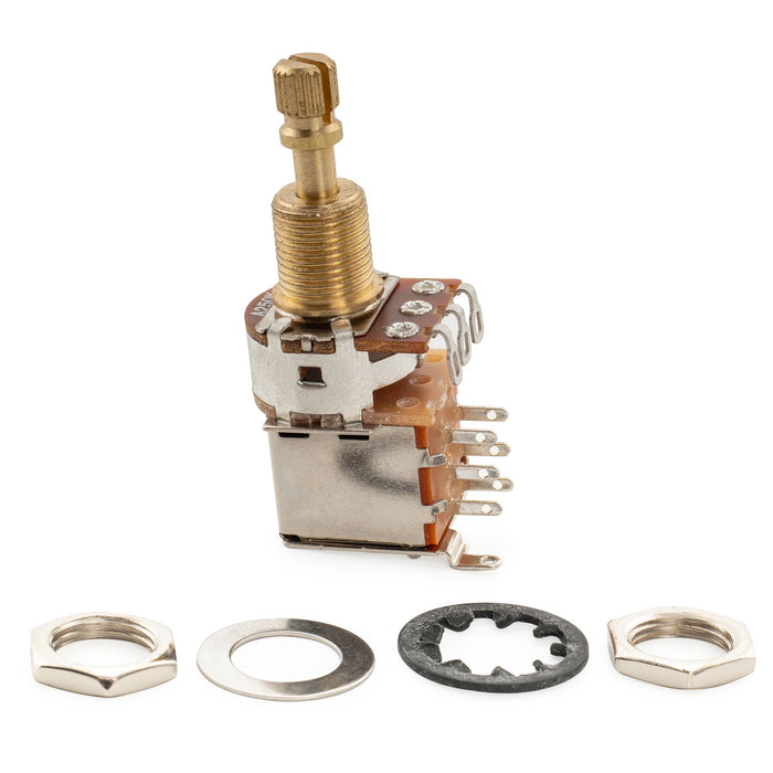 Musiclily Pro A250K ブラスポット 分割スタンダードシャフト 3/8インチ プッシュプッシュ オーディオテーパーポテンショメーター エレキギター/ベース用 (4個セット)