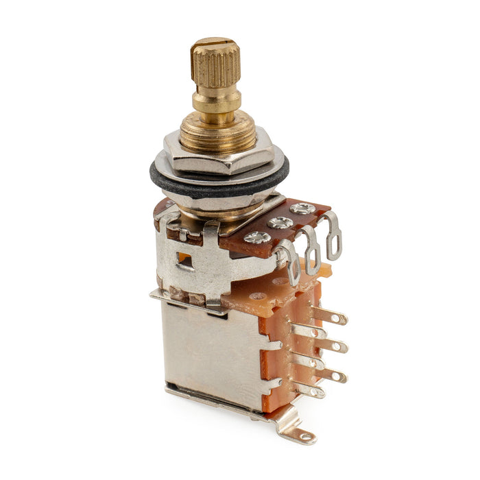 Musiclily Pro A250K ブラスポット 分割スタンダードシャフト 3/8インチ プッシュプッシュ オーディオテーパーポテンショメーター エレキギター/ベース用