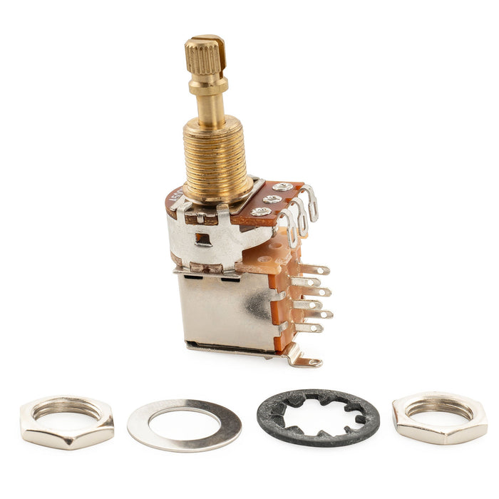 Musiclily Pro A500K ブラスポット 分割スタンダードシャフト 3/8インチ プッシュプッシュ オーディオテーパーポテンショメーター エレキギター/ベース用 (10個セット)