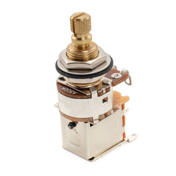 Musiclily Pro A500K ブラスポット 分割スタンダードシャフト 3/8インチ プッシュプッシュ オーディオテーパーポテンショメーター エレキギター/ベース用 (2個セット)