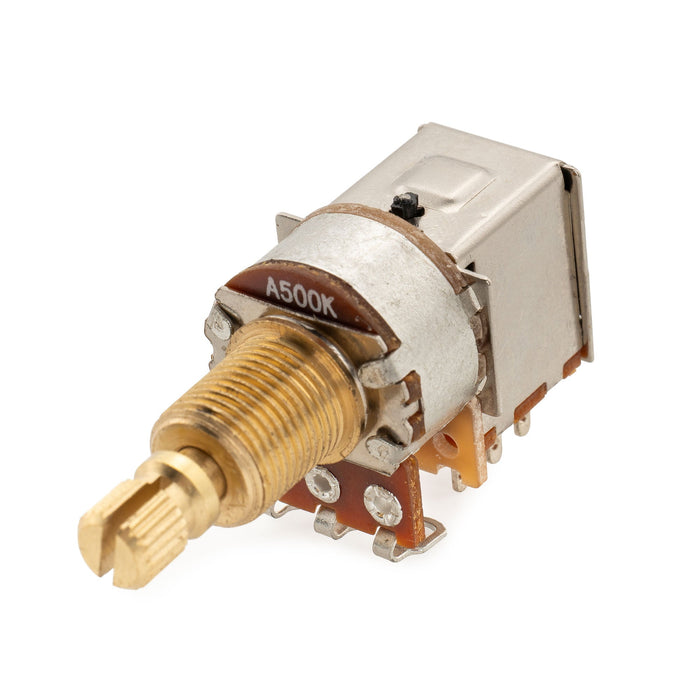 Musiclily Pro A500K ブラスポット 分割スタンダードシャフト 3/8インチ プッシュプッシュ オーディオテーパーポテンショメーター エレキギター/ベース用 (2個セット)