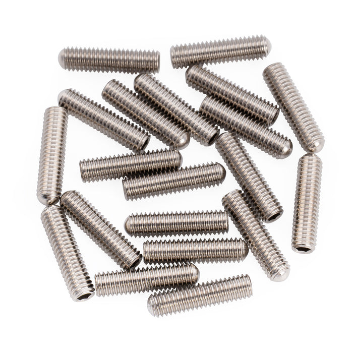 Musiclily Ultra Metric M3x12mm Stainless Steel Saddle Height Adjustment Screws Oval Point for Imported Electric Guitar Bass Bridge, Set of 20