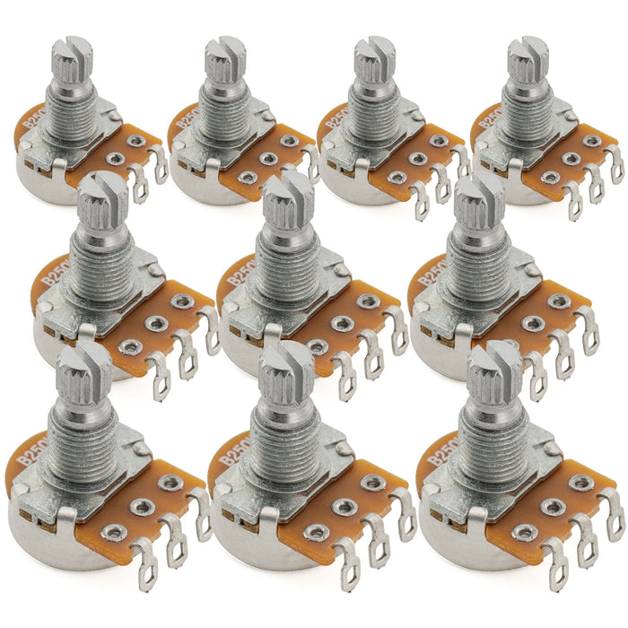 Alpha 250K Mini Pots Metric Split Short Shaft 6.5mm Linear Taper Potentiometers for Electric Guitar Bass (Set of 10)