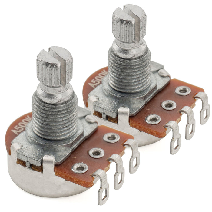 Alpha 500K Mini Pots Metric Split Short Shaft 6.5mm Audio Taper Potentiometers for ST Tele PB JB Style Electric Guitar Bass (Set of 2)