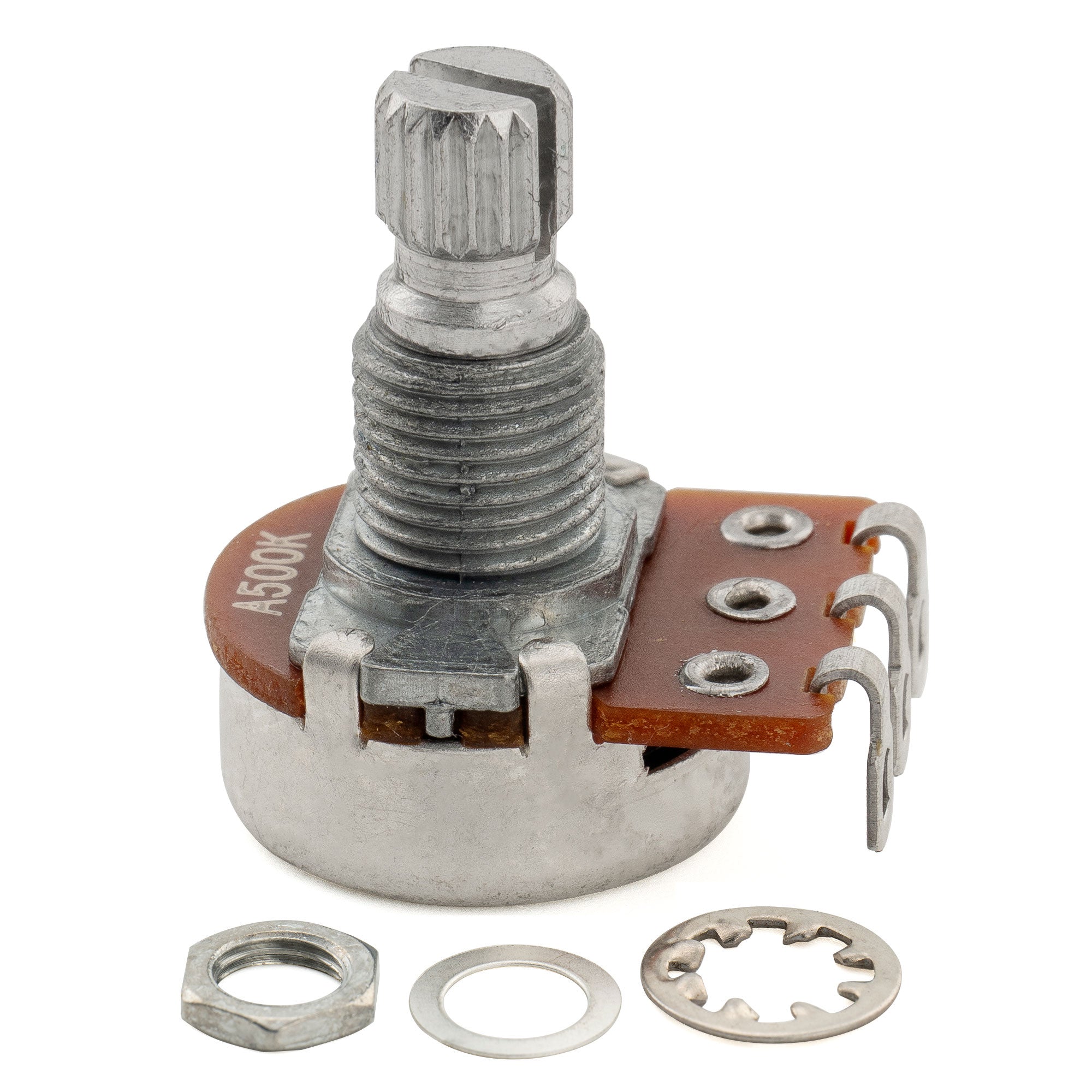 Alpha 500K Mini Pots Metric Split Short Shaft 6.5mm Audio Taper Potentiometers for Electric Guitar Bass (Set of 4)