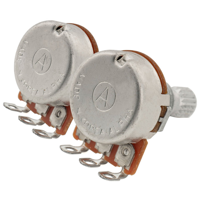 Alpha A500K+B500K Mini Pots Metric Split Short Shaft 6.5mm Audio Linear Taper Potentiometers for ST Tele PB JB Style Electric Guitar Bass (Set of 1A1B)