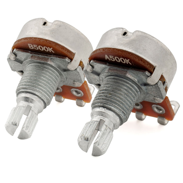 Alpha A500K+B500K Mini Pots Metric Split Short Shaft 6.5mm Audio Linear Taper Potentiometers for ST Tele PB JB Style Electric Guitar Bass (Set of 1A1B)