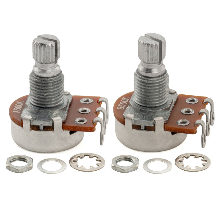 Alpha A500K+B500K Mini Pots Metric Split Short Shaft 6.5mm Audio Linear Taper Potentiometers for ST Tele PB JB Style Electric Guitar Bass (Set of 1A1B)