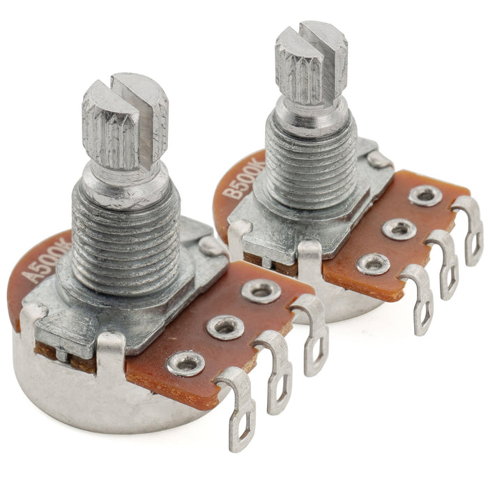 Alpha A500K+B500K Mini Pots Metric Split Short Shaft 6.5mm Audio Linear Taper Potentiometers for ST Tele PB JB Style Electric Guitar Bass (Set of 1A1B)