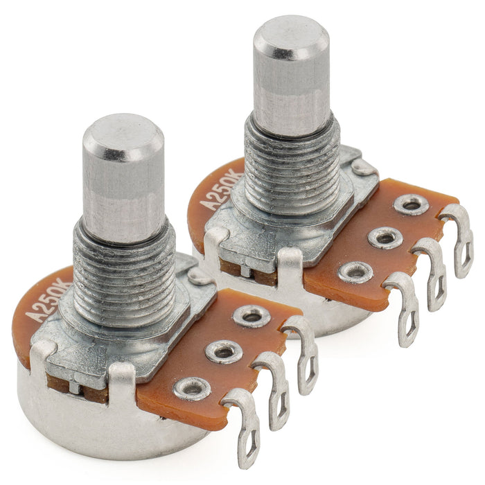 Alpha 250K Mini Pots Metric Solid Short Shaft 6.5mm Audio Taper Potentiometers for Tele PB JB Style Electric Guitar Bass (Set of 2)