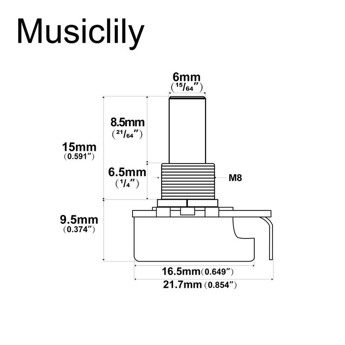 Alpha 250K Mini Pots Metric Solid Short Shaft 6.5mm Audio Taper Potentiometers for Electric Guitar Bass (Set of 4)