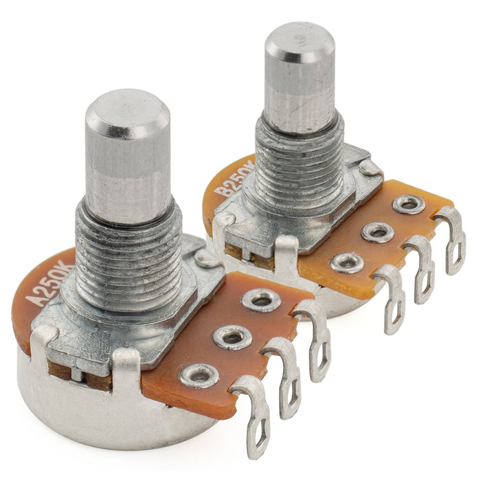 Alpha A250K+B250K Mini Pots Metric Solid Short Shaft 6.5mm Audio Linear Taper Potentiometers for Tele PB JB Style Electric Guitar Bass (Set of 1A1B)