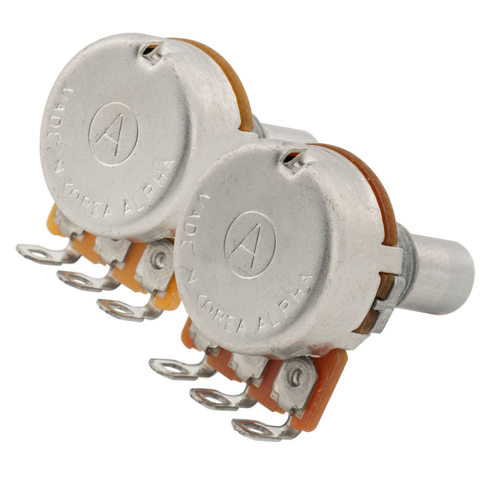 Alpha A250K+B250K Mini Pots Metric Solid Short Shaft 6.5mm Audio Linear Taper Potentiometers for Tele PB JB Style Electric Guitar Bass (Set of 1A1B)