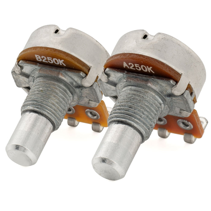 Alpha A250K+B250K Mini Pots Metric Solid Short Shaft 6.5mm Audio Linear Taper Potentiometers for Tele PB JB Style Electric Guitar Bass (Set of 1A1B)