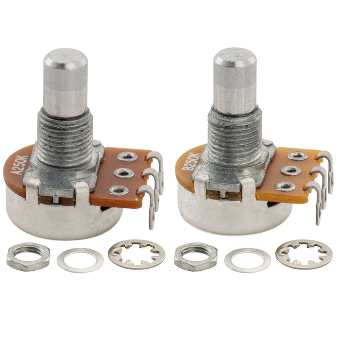 Alpha A250K+B250K Mini Pots Metric Solid Short Shaft 6.5mm Audio Linear Taper Potentiometers for Tele PB JB Style Electric Guitar Bass (Set of 1A1B)