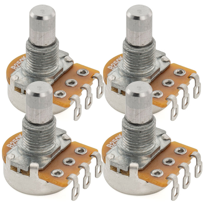 Alpha 250K Mini Pots Metric Solid Short Shaft 6.5mm Audio Taper Potentiometers for Electric Guitar Bass (Set of 4)