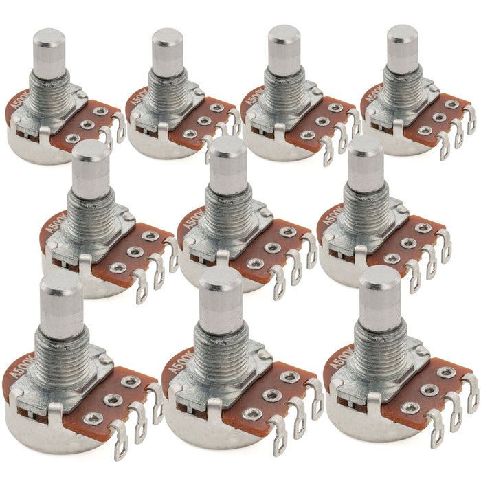 Alpha 500K Mini Pots Metric Solid Short Shaft 6.5mm Audio Taper Potentiometers for Electric Guitar Bass (Set of 10)