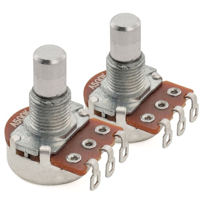 Alpha 500K Mini Pots Metric Solid Short Shaft 6.5mm Audio Taper Potentiometers for Tele PB JB Style Electric Guitar Bass (Set of 2)