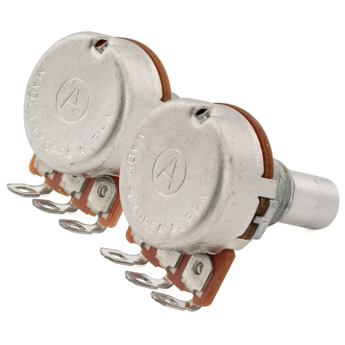 Alpha A500K+B500K Mini Pots Metric Solid Short Shaft 6.5mm Audio Linear Taper Potentiometers for Tele PB JB Style Electric Guitar Bass (Set of 1A1B)