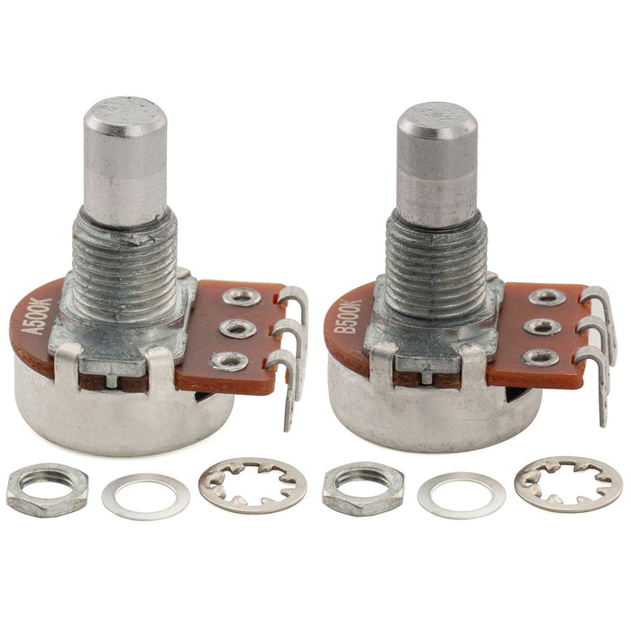 Alpha A500K+B500K Mini Pots Metric Solid Short Shaft 6.5mm Audio Linear Taper Potentiometers for Tele PB JB Style Electric Guitar Bass (Set of 1A1B)