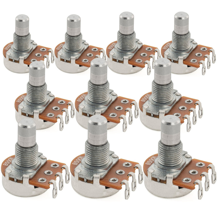 Alpha 500K Mini Pots Metric Solid Short Shaft 6.5mm Audio Taper Potentiometers for Electric Guitar Bass (Set of 10)
