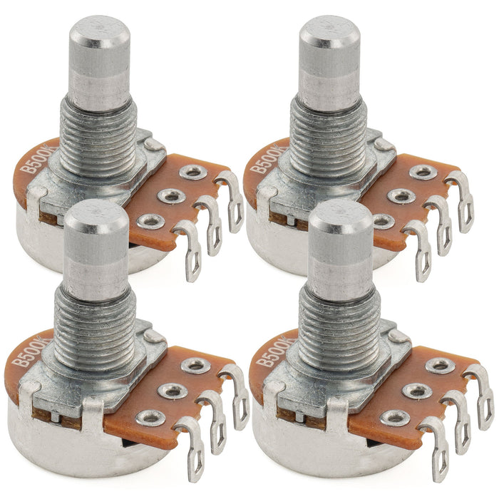 Alpha 500K Mini Pots Metric Solid Short Shaft 6.5mm Audio Taper Potentiometers for Electric Guitar Bass (Set of 4)
