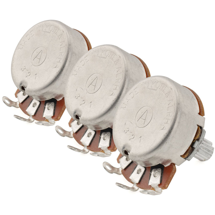 Alpha A250Kx2+B250K Pots Metric Split Short Shaft 6.5mm Audio Linear Taper Potentiometers for ST Tele PB JB Style Electric Guitar Bass (Set of 2A1B)