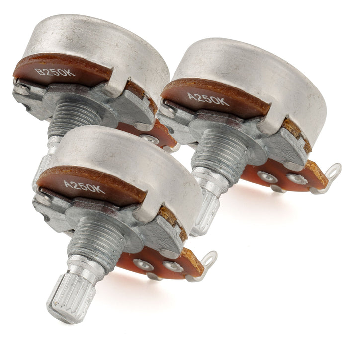 Alpha A250Kx2+B250K Pots Metric Split Short Shaft 6.5mm Audio Linear Taper Potentiometers for ST Tele PB JB Style Electric Guitar Bass (Set of 2A1B)