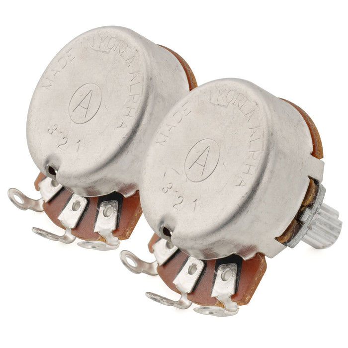 Alpha A250K+B250K Pots Metric Split Short Shaft 6.5mm Audio Linear Taper Potentiometers for ST Tele PB JB Style Electric Guitar Bass (Set of 1A1B)