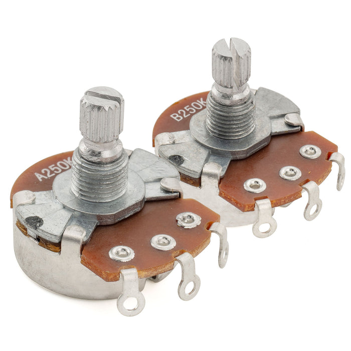 Alpha A250K+B250K Pots Metric Split Short Shaft 6.5mm Audio Linear Taper Potentiometers for ST Tele PB JB Style Electric Guitar Bass (Set of 1A1B)