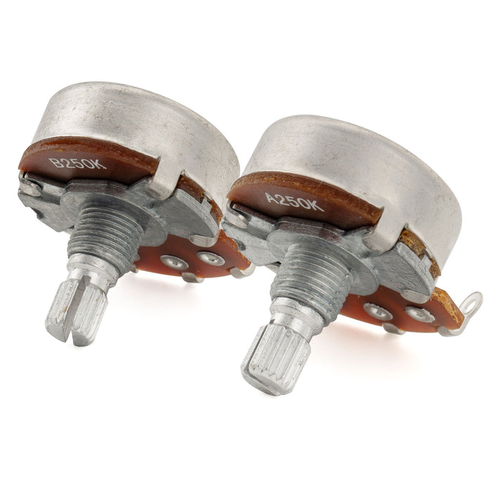 Alpha A250K+B250K Pots Metric Split Short Shaft 6.5mm Audio Linear Taper Potentiometers for ST Tele PB JB Style Electric Guitar Bass (Set of 1A1B)