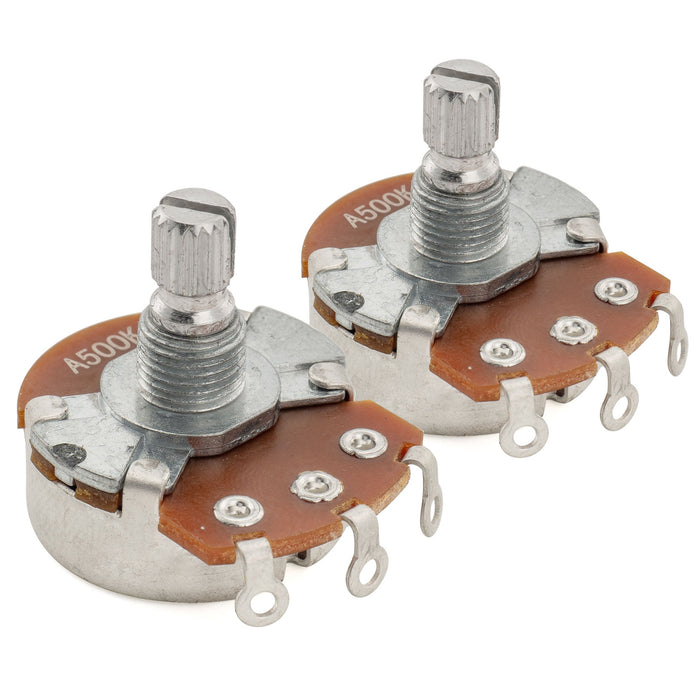 Alpha 500K Pots Metric Split Short Shaft 6.5mm Audio Taper Potentiometers for ST Tele PB JB Style Electric Guitar Bass (Set of 2)