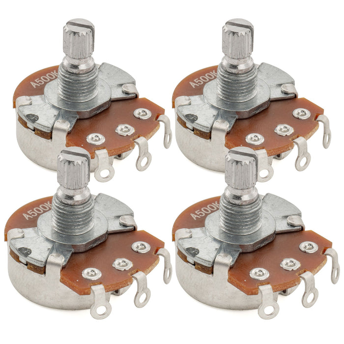 Alpha 500K Pots Metric Split Short Shaft 6.5mm Audio Taper Potentiometers for Electric Guitar Bass (Set of 4)