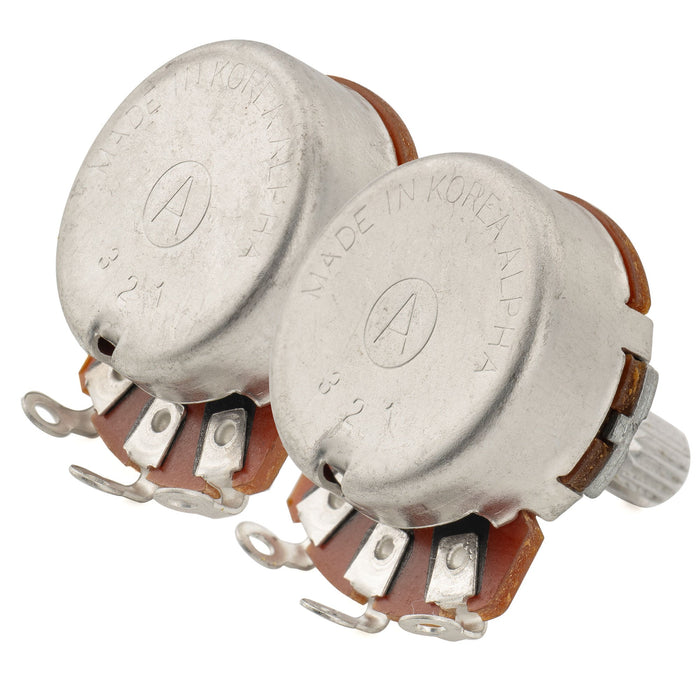 Alpha A500K+B500K Pots Metric Split Short Shaft 6.5mm Audio Linear Taper Potentiometers for ST Tele PB JB Style Electric Guitar Bass (Set of 1A1B)