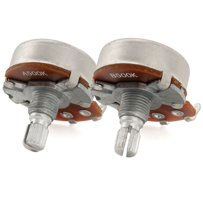 Alpha A500K+B500K Pots Metric Split Short Shaft 6.5mm Audio Linear Taper Potentiometers for ST Tele PB JB Style Electric Guitar Bass (Set of 1A1B)