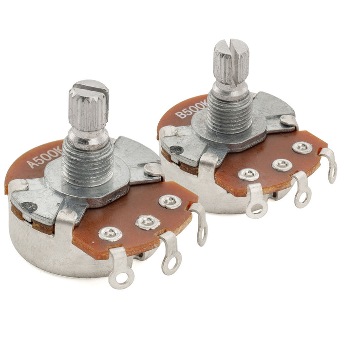 Alpha A500K+B500K Pots Metric Split Short Shaft 6.5mm Audio Linear Taper Potentiometers for ST Tele PB JB Style Electric Guitar Bass (Set of 1A1B)