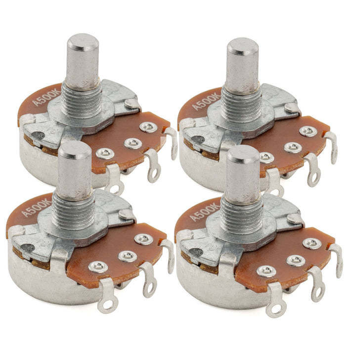 Alpha 500K Pots Metric Solid Short Shaft 6.5mm Audio Taper Potentiometers for Electric Guitar Bass (Set of 4)