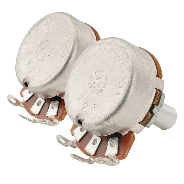 Alpha A500K+B500K Pots Metric Solid Short Shaft 6.5mm Audio Linear Taper Potentiometers for Tele PB JB Style Electric Guitar Bass (Set of 1A1B)