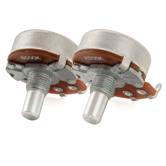 Alpha A500K+B500K Pots Metric Solid Short Shaft 6.5mm Audio Linear Taper Potentiometers for Tele PB JB Style Electric Guitar Bass (Set of 1A1B)