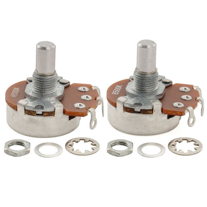 Alpha A500K+B500K Pots Metric Solid Short Shaft 6.5mm Audio Linear Taper Potentiometers for Tele PB JB Style Electric Guitar Bass (Set of 1A1B)