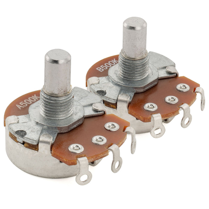 Alpha A500K+B500K Pots Metric Solid Short Shaft 6.5mm Audio Linear Taper Potentiometers for Tele PB JB Style Electric Guitar Bass (Set of 1A1B)